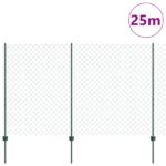 vidaXL Retiazkový plot  s 22 U stĺpmi, Zelená 1.6x25 m, Oceľ – Obrázok 3