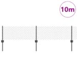 vidaXL Retiazkový plot  s 10 U stĺpikmi sivý 0.4x10 m oceľ – Obrázok 3