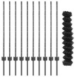 vidaXL Súprava plotu  s 20 U stĺpikmi Sivý 1x10 m Oceľ – Obrázok 5