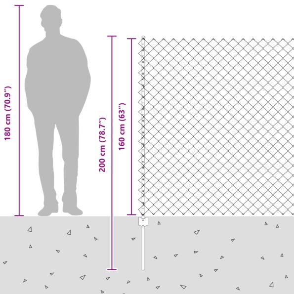vidaXL retiazkový plot s 20 U stĺpikmi šedý 1.6x10 m oceľ – Obrázok 13