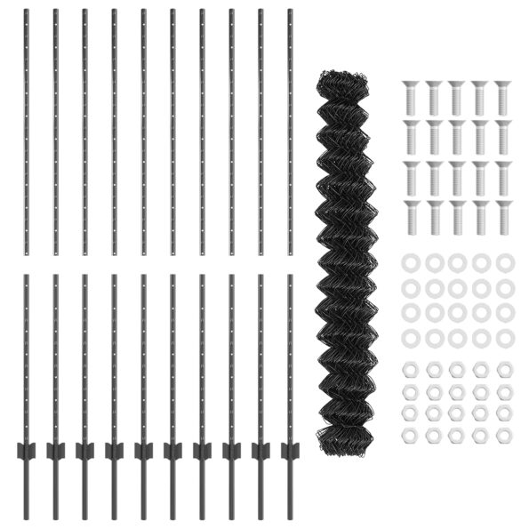 vidaXL retiazkový plot s 20 U stĺpikmi šedý 1.6x10 m oceľ – Obrázok 4