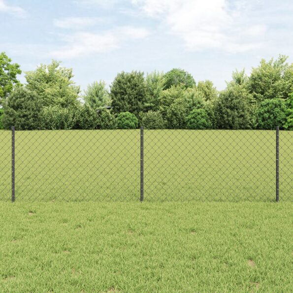 3336274_1.jpg vidaXL Reťazové oplotenie  s 22 U stĺpmi Sivá 0.6x25 m Oceľ – Obrázok 1
