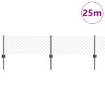 vidaXL Ťahový plot s 22 U stĺpmi Sivá 0.4x25 m Oceľ – Obrázok 3