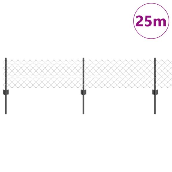 vidaXL Ťahový plot s 22 U stĺpmi Sivá 0.4x25 m Oceľ – Obrázok 3