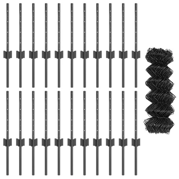 vidaXL Ťahový plot s 22 U stĺpmi Sivá 0.4x25 m Oceľ – Obrázok 4