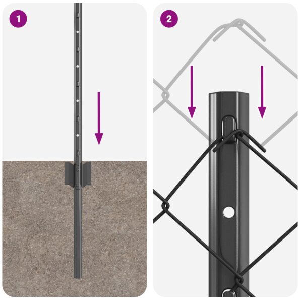 vidaXL Ťahový plot s 22 U stĺpmi Sivá 0.4x25 m Oceľ – Obrázok 9