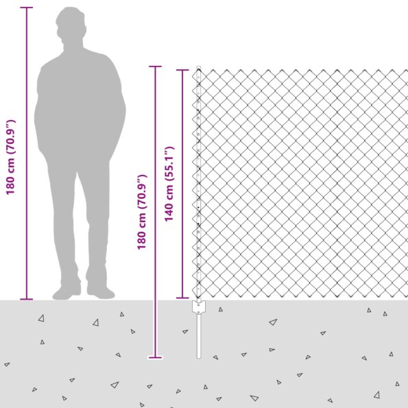vidaXL Ťahací plot s 44 U stĺpikmi Sivý 1.4x25 m Oceľ – Obrázok 13