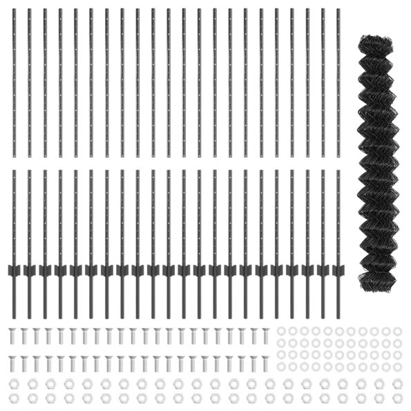 vidaXL Ťahací plot s 44 U stĺpikmi Sivý 1.4x25 m Oceľ – Obrázok 4