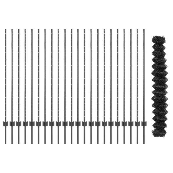 vidaXL Ťahací plot s 44 U stĺpikmi Sivý 1.4x25 m Oceľ – Obrázok 5