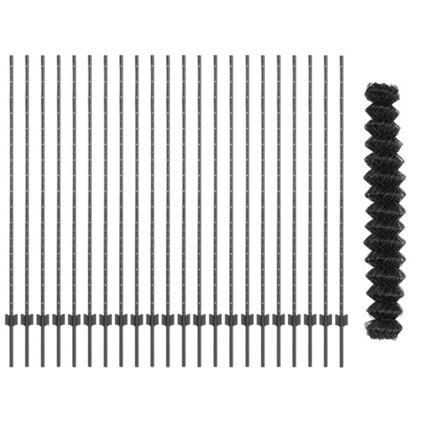 vidaXL Reťazový plot  s 44 U stĺpmi Sivý 1.6x25 m Oceľ – Obrázok 4