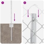 vidaXL Retiazkové oplotenie  so 10 U stĺpikmi Strieborné 0.6x10 m Oceľ – Obrázok 9
