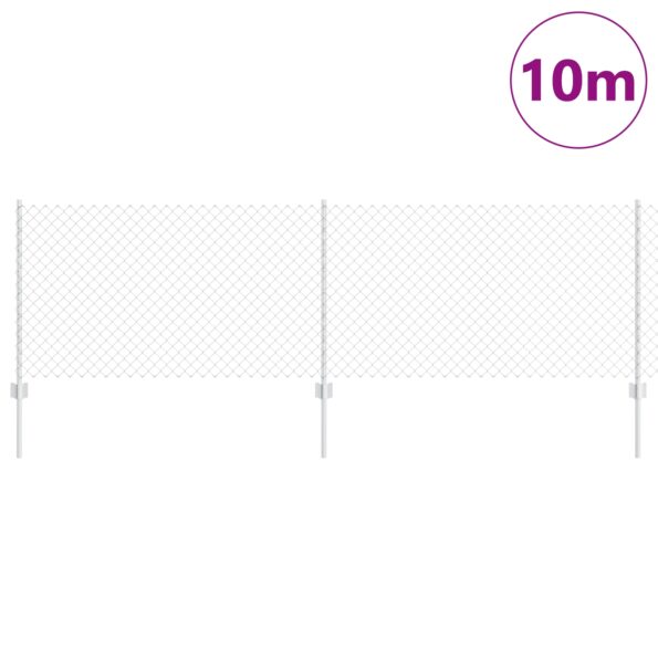 vidaXL Reťazový plot  s 10 U stĺpikmi strieborný 0.8x10 m oceľ – Obrázok 3