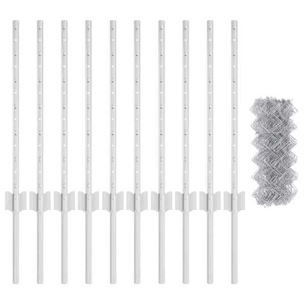 3336294_4.jpg vidaXL Oplotenie z reťazí  s 10 U stĺpikmi strieborné 0.6x10 m oceľ – Obrázok 4