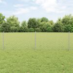vidaXL Mreža  Chain Link Fence s 22 U stĺpikmi Strieborná 0.6x25 m