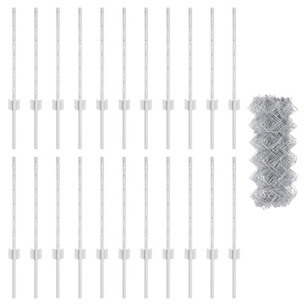 3336302_4.jpg vidaXL Mreža  Chain Link Fence s 22 U stĺpikmi Strieborná 0.6x25 m – Obrázok 4