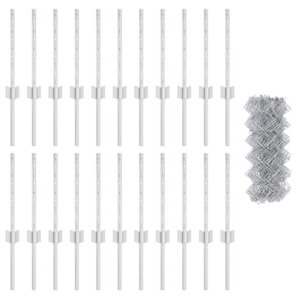 vidaXL Reťazový plot  s 22 U stĺpikmi strieborný 0.4x25 m oceľ – Obrázok 4