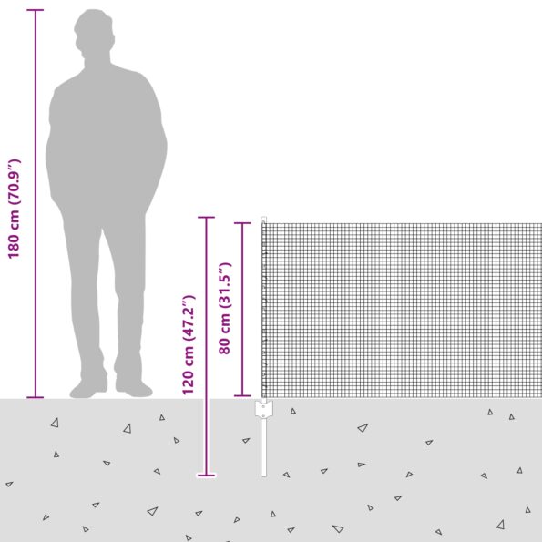 vidaXL Strieborná zváraná drôtená ohrada s 5 U stĺpikmi 0.8x10 m – Obrázok 12