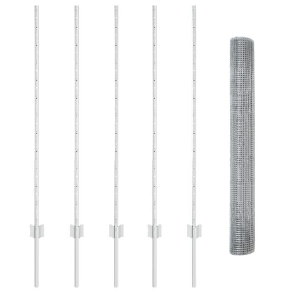 vidaXL Svařované drátěné oplocení s 10 U príspevkami Strieborné 1.2x10 m Oceľ – Obrázok 4