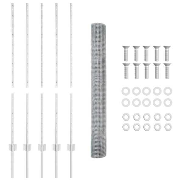 vidaXL Svařované drátěné oplocení s 10 U príspevkami Strieborné 1.2x10 m Oceľ – Obrázok 5