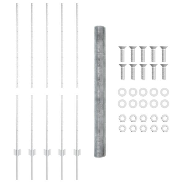 vidaXL Zváraná drôtená ohrada s 10 U stĺpikmi Strieborná 1.4x10 m Oceľ – Obrázok 5
