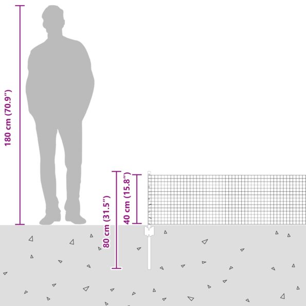 vidaXL Zváraná drôtová ohrada s 11 U stĺpikmi Strieborná 0.4x25 m Oceľ – Obrázok 12