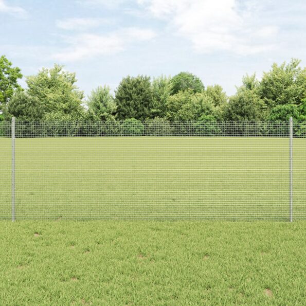 3336357_1.jpg vidaXL Zváraný drôtený plot  s 11 U stĺpmi strieborným 0.8x25 m oceľ – Obrázok 1