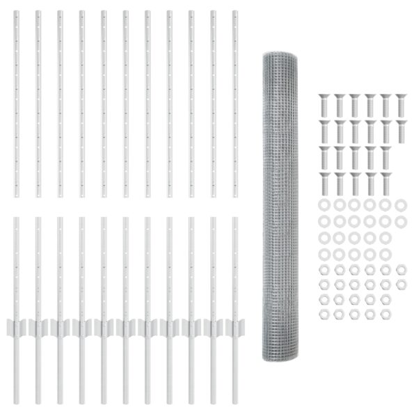 3336361_5.jpg vidaXL Zváraný drôtený plot s 22 U stĺpikmi Strieborný 1x25 m Oceľ – Obrázok 5