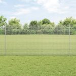 VidaXL zváraná drôtová sieť s 22 stĺpikmi strieborná 1.2x25 m oceľ