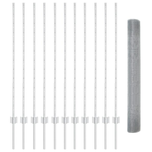 VidaXL zváraná drôtová sieť s 22 stĺpikmi strieborná 1.2x25 m oceľ – Obrázok 4