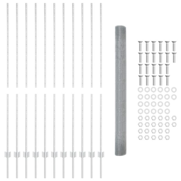 3336372_5.jpg vidaXL Zváraná drôtová ohrada  s 22 U stĺpmi strieborná 1.5x25 m oceľ – Obrázok 5