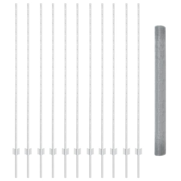 vidaXL Zvárané drôtené oplotenie  s 22 U stĺpmi Strieborné 1.6x25 m Oceľ – Obrázok 4