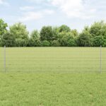 vidaXL Zvárané drôtené oplotenie s 22 U stĺpikmi Strieborná 0.6x50 m Oceľ