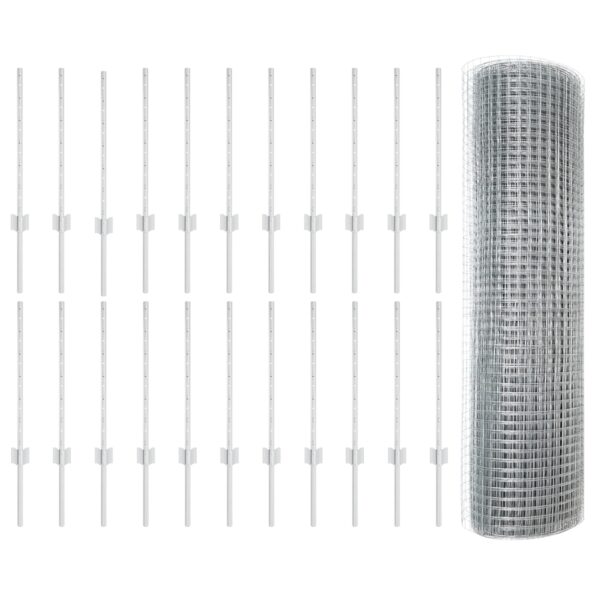 3336389_4.jpg vidaXL Zvárané drôtené oplotenie s 22 U stĺpikmi Strieborná 0.6x50 m Oceľ – Obrázok 4