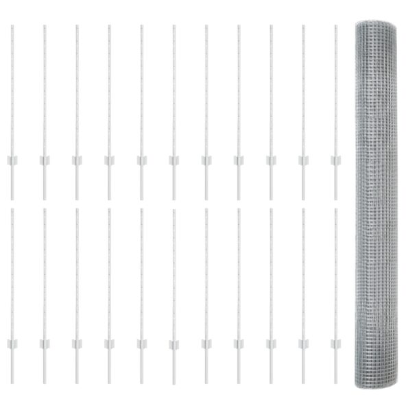 3336395_5.jpg vidaXL zváraný drôtený plot s 44 U stĺpikmi strieborný 1x50 m – Obrázok 5