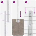vidaXL Zvárané pletivo s 44 U stĺpmi Strieborné 1x50 m Oceľ – Obrázok 10