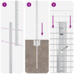 vidaXL Zváraný drôtený plot s 44 U stĺpikmi Strieborný 1.2x50 m Oceľ – Obrázok 10