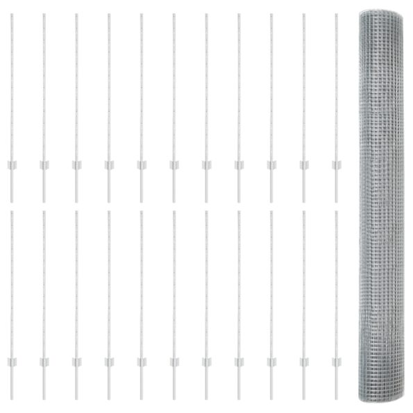 3336400_5.jpg vidaXL Zváraný drôtený plot s 44 U stĺpikmi Strieborný 1.2x50 m Oceľ – Obrázok 5