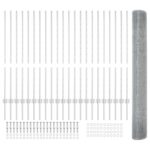 vidaXL Zváraná drôtená ohrada so 44 U stĺpikmi, strieborná, 1,2x50 m, oceľ – Obrázok 4