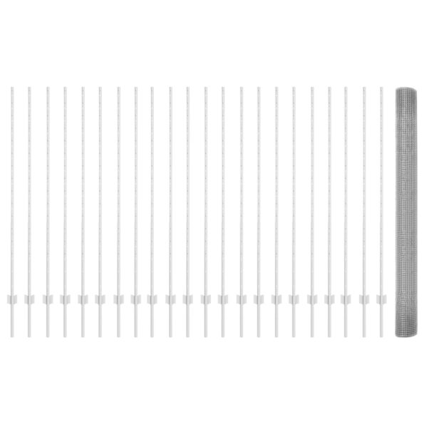 vidaXL Zvarené drôtené ohrady s 44 U stĺpmi Strieborná 1.5x50 m Oceľ – Obrázok 4