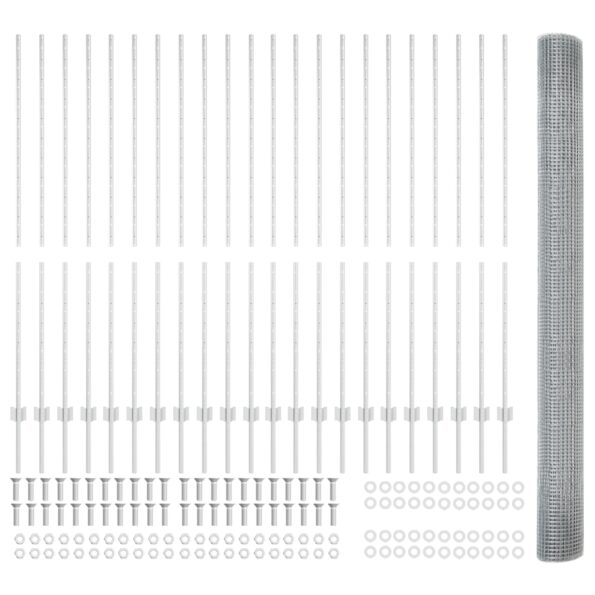 vidaXL Zvarené drôtené ohrady s 44 U stĺpmi Strieborná 1.5x50 m Oceľ – Obrázok 5