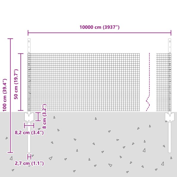 3336417_10.jpg vidaXL Svařované drôtové oplotenie s 44 U stĺpikmi Strieborné 0.5x100 m Oceľ – Obrázok 10