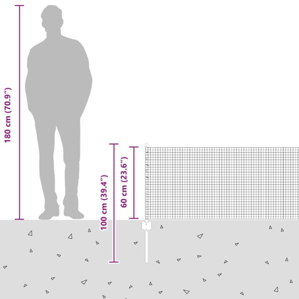 vidaXL Zvarené drôtené oplocenie s 44 U stĺpikmi Strieborné 0.6x100 m Oceľ – Obrázok 12