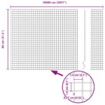 vidaXL Zváraný drôtový plot so 44 U stĺpikmi Strieborný 0.8x100 m Oceľ – Obrázok 11