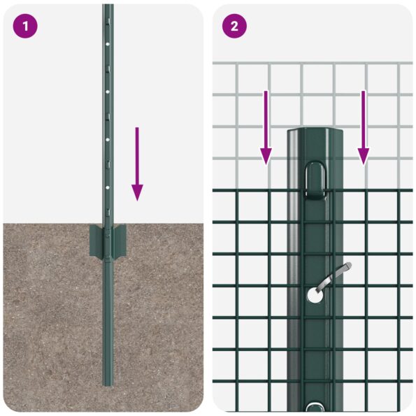 vidaXL zváraný drôtový plot so 5 U stĺpikmi Zelený 0,4x10 m Oceľ – Obrázok 9