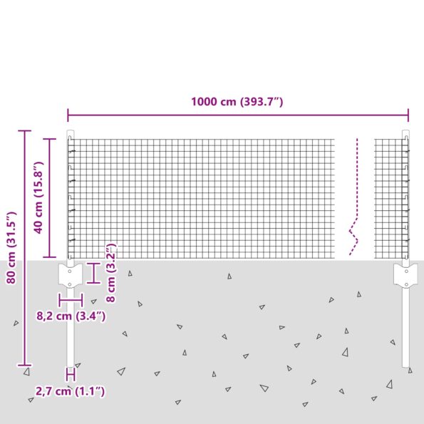 vidaXL Zváraný drôtený plot  s 5 U stĺpikmi Zelená 0.4x10 m Oceľ – Obrázok 10