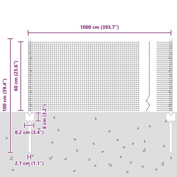 3336437_10.jpg vidaXL Svařované pletivo  s 5 U stĺpikmi Zelené 0.6x10 m Oceľ – Obrázok 10