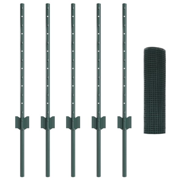 3336437_4.jpg vidaXL Svařované pletivo  s 5 U stĺpikmi Zelené 0.6x10 m Oceľ – Obrázok 4