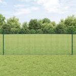 vidaXL Zváraná drôtová ohrada s 5 U postami Zelená 0.8x10 m Oceľ