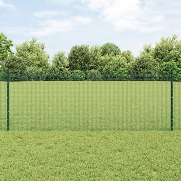 3336441_1.jpg vidaXL Zváraná drôtová ohrada s 5 U postami Zelená 0.8x10 m Oceľ – Obrázok 1