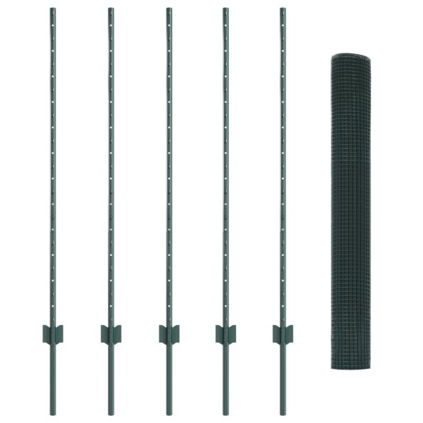 vidaXL Zelené zvárané drôtové oplotenie  so 5 U stĺpikmi 1.2x10 m Oceľ – Obrázok 4